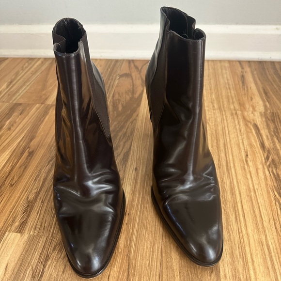 Via Spiga Almond Toe Bootie, Brown Leather, 4" Heel, Sz 10 M Made In Italy - Picture 5 of 11